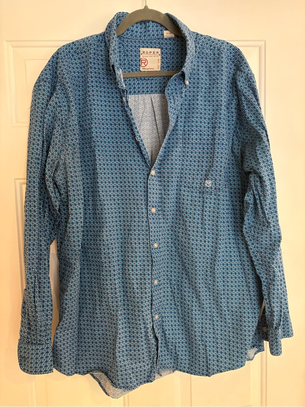 Roper Men's Blue Geometric Button-Down Shirt